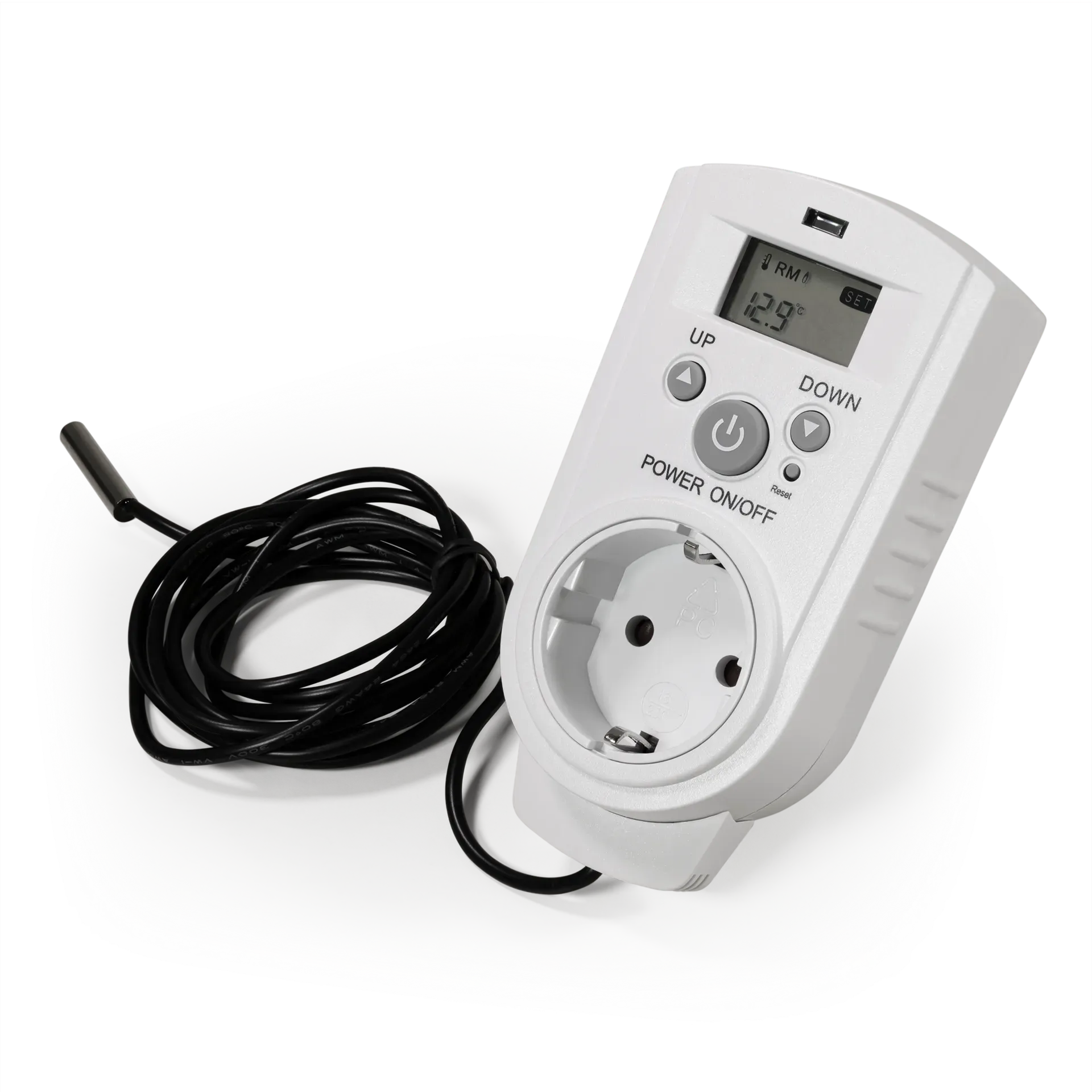 Steckdosen-Thermostat McPower “TCU-540“ 5-30°C, Display, Kabel + Außenfühler Steckdosen-Thermostat McPower “TCU-540“ 5-30°C, Display, Kabel + Außenfühler