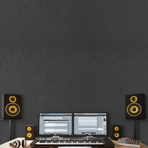 VEVOR 18er-Pack Akustikpaneele mit Selbstklebeband, 300x300x10 mm schalldichte Schaumstoffplatten, Akustik Wandpaneele aus Polyesterfaser, für Zuhause, Studio, Büro, Theater, Schwarz – Bild 7