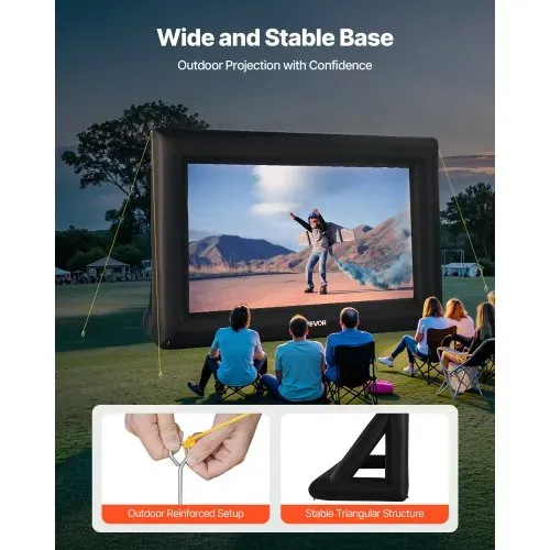 VEVOR aufblasbare Filmleinwand Projektion Beamer Leinwand aus 600D, Projektionsleinwand mit tragbarer Aufbewahrungstasche, 16:9, Filmprojektion für Heimkino Mottoparty Poolspaß (409 x 160 x 272 cm) – Bild 4