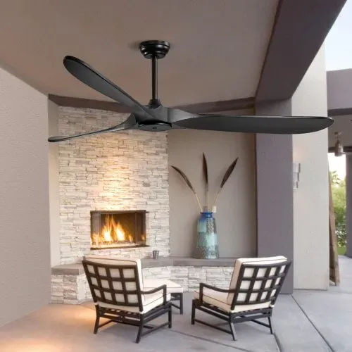 VEVOR 180 cm Deckenventilator ohne Beleuchtung, 6-Gang-Fernbedienung, 3 Holzflügel, umkehrbarer Gleichstrommotor, Außenventilator für Schlafzimmer, Wohnzimmer, Terrasse, Innen-/Außenbereich, schwarz – Bild 7