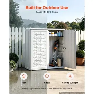 VEVOR Gartenschrank Geräteschuppen Gartenhäuschen Geräteschrank 85x33x85 cm, für Garage Terrasse Garten, mit Verstellbarem Regalboden & Abschließbarer Tür, HDPE-Harz, Wasserdicht, bis zu 32 kg Belastbar VEVOR Gartenschrank Geräteschuppen Gartenhäuschen Geräteschrank 85x33x85 cm, für Garage Terrasse Garten, mit Verstellbarem Regalboden & Abschließbarer Tür, HDPE-Harz, Wasserdicht, bis zu 32 kg Belastbar