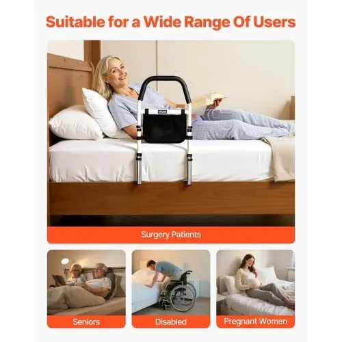 VEVOR Aufstehhilfe Bett 610x320x63 5mm, Haltegriff mit PU-Handlauf, Rohr-Bettstock, Einstiegshilfe aus Karbonstahl für Senioren & Patienten, passend für Kingsize-, Queensize-, Full- & Twin-Betten – Bild 5