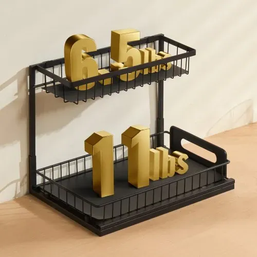 VEVOR Ausziehbarer Spülschrank-Organizer mit 2 Ebenen unter Waschbecken Regal (27x36 cm) Gewürzregal Küchenregal Lagerregal Organizer für Küche Badezimmer 317x394x330 mm (Installationsgröße) – Bild 7
