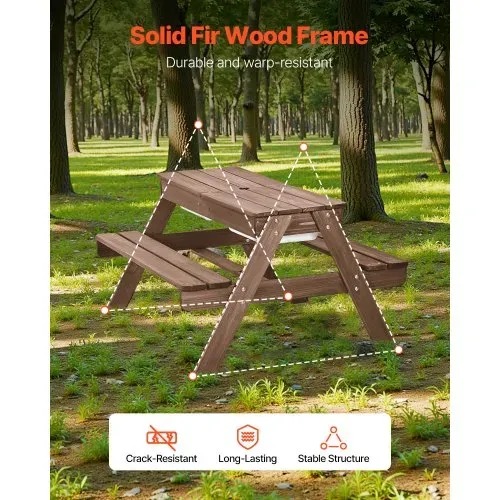 VEVOR Picknicktisch mit abnehmbarem Sonnenschirm & 2 Bänken, Sitzgruppe Strandtisch Outdoor Gartenmöbel aus Holz Terrassen-Essmöbel für 4 Personen für Garten, Hinterhof und Veranda (Walnuss) VEVOR Picknicktisch mit abnehmbarem Sonnenschirm & 2 Bänken, Sitzgruppe Strandtisch Outdoor Gartenmöbel aus Holz Terrassen-Essmöbel für 4 Personen für Garten, Hinterhof und Veranda (Walnuss)