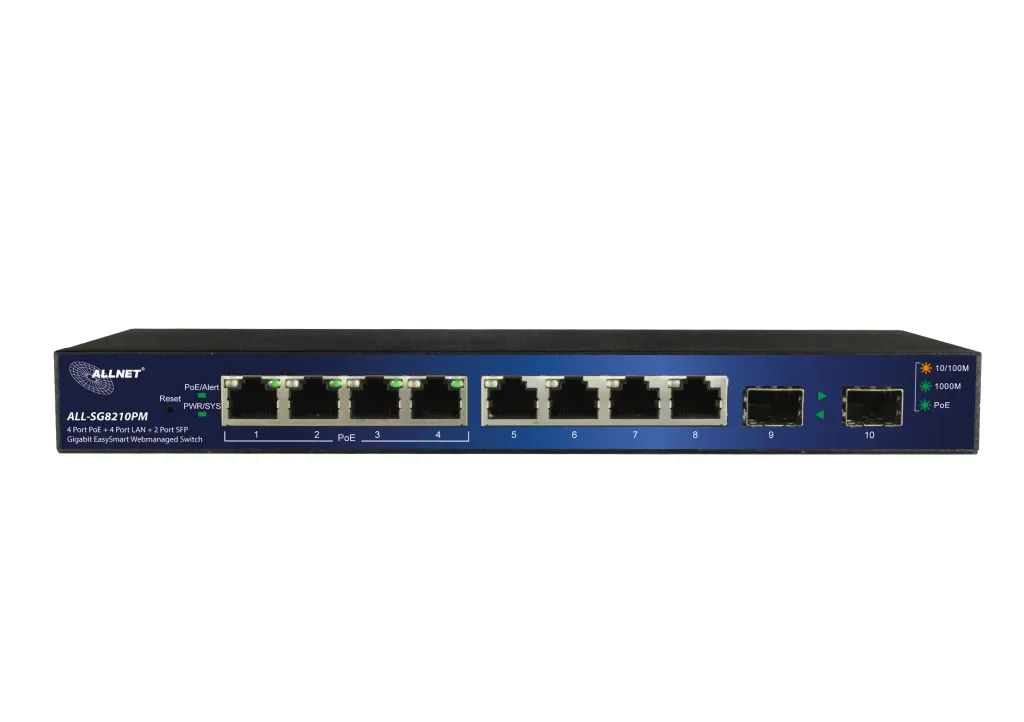 ALLNET Switch smart managed 8 Port Gigabit 50W / 4x PoE+ / 4x LAN / 2x SFP / Lüfterlos / "ALL-SG8210PM" – Bild 2