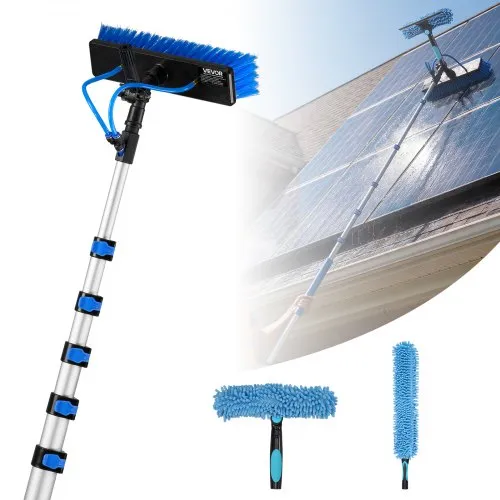 VEVOR Teleskop Waschbürste für Solarpanel, Photovoltaik Reiniger inkl. 2-10m Alu-Teleskop 20m Wasseranschluss 180° Bürste Abzieher & Seifenspender, Reinigungsset für Solaranlage Fenster Terrassendach VEVOR Teleskop Waschbürste für Solarpanel, Photovoltaik Reiniger inkl. 2-10m Alu-Teleskop 20m Wasseranschluss 180° Bürste Abzieher & Seifenspender, Reinigungsset für Solaranlage Fenster Terrassendach
