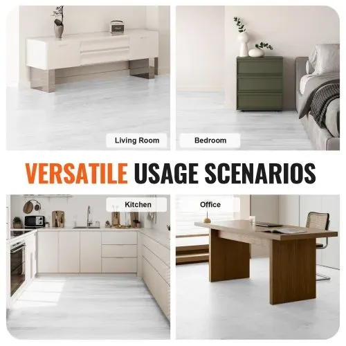 VEVOR Selbstklebende Vinyl-Bodenfliesen 990 x 60 cm, 1,5 mm dick, abziehen und aufkleben, hellgraue Holzmaserung, DIY-Bodenbelag für Küche, Esszimmer, Schlafzimmer und Badezimmer – Bild 5
