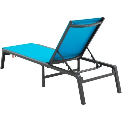 VEVOR Chaiselongue-Sessel für den Außenbereich, Aluminium-Terrassen-Loungesessel mit 5 verstellbaren Positionen, klappbarer Pool-Loungesessel mit Liegefunktion und komplett flacher Sonnenstuhl für Terrasse, Strand, Pool, Blau – Bild 8