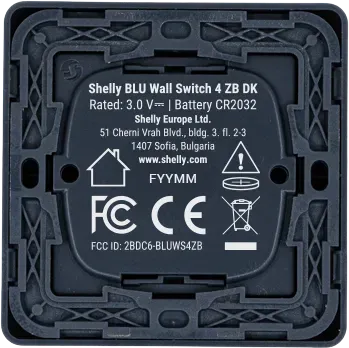 Shelly · Plug & Play · "BLU Wall Switch 4 ZB DK" · Wandtaster · 4-fach · 16 Aktionen · Grau – Bild 4