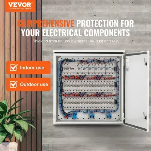 VEVOR Schaltschrank Elektrogehäuse, 600x600x300 mm, NEMA 4 Außengehäuse, IP66 wasserdicht & staubdicht, kaltgewalzter Stahl, klappbare Anschlussdose für den Innen- & Außenbereich, mit Regenschutz VEVOR Schaltschrank Elektrogehäuse, 600x600x300 mm, NEMA 4 Außengehäuse, IP66 wasserdicht & staubdicht, kaltgewalzter Stahl, klappbare Anschlussdose für den Innen- & Außenbereich, mit Regenschutz