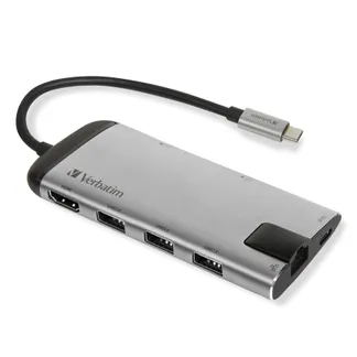 Verbatim 49142 laptop-dockingstation & portreplikator USB 3.2 Gen 1 (3.1 Gen 1) Type-C Schwarz, Silber Verbatim 49142 laptop-dockingstation & portreplikator USB 3.2 Gen 1 (3.1 Gen 1) Type-C Schwarz, Silber