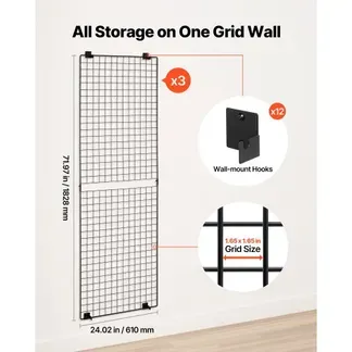 VEVOR Gitterwandpaneele Gitterwand 610 x 11 x 1828 mm 3 Stk. Wandgitter wandmontiertes Kunstausstellungsregal aus Karbonstahl, Fotowand Memoboard für Dekoration Lagerung Anschlagtafel Schwarz VEVOR Gitterwandpaneele Gitterwand 610 x 11 x 1828 mm 3 Stk. Wandgitter wandmontiertes Kunstausstellungsregal aus Karbonstahl, Fotowand Memoboard für Dekoration Lagerung Anschlagtafel Schwarz