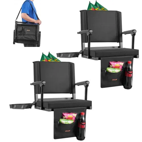 VEVOR Stadionsitz tragbarer Tribünenstuhl mit Rückenlehne & Armlehne, Tribünensitz mit Schultergurt & Getränkehalter & Haken, Stadionstuhl (474,98 mm Gesamtbreite) Schwarz 2 Stk. VEVOR Stadionsitz tragbarer Tribünenstuhl mit Rückenlehne & Armlehne, Tribünensitz mit Schultergurt & Getränkehalter & Haken, Stadionstuhl (474,98 mm Gesamtbreite) Schwarz 2 Stk.