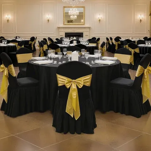 VEVOR 30 x Stuhlhussen Stuhlbezug mit flacher Vorderseite Stretch waschbarer & abnehmbarer Stuhlüberzug aus Polyester-Spandex für Hochzeitsfeiern, passend für Stühle (51 x 45 x 95 cm) Schwarz – Bild 7