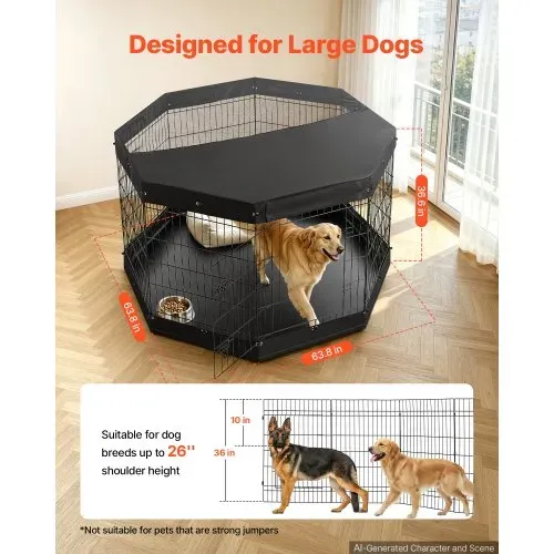 VEVOR Welpenauslauf Welpenlaufstall 91 cm 8-tlg. mit Deckel & Bodenmatte, Spielplatz für Große Hunde Katzen & Andere Kleintiere Faltbar Durch die Verschiedenen Formen Vielfältig Einsetzbar VEVOR Welpenauslauf Welpenlaufstall 91 cm 8-tlg. mit Deckel & Bodenmatte, Spielplatz für Große Hunde Katzen & Andere Kleintiere Faltbar Durch die Verschiedenen Formen Vielfältig Einsetzbar