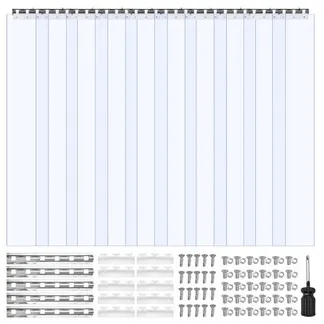 VEVOR Streifenvorhang, 213 cm Höhe x 152 cm Breite, 0,2 cm Dicke, 10 Stück transparenter PVC-Streifen-Türvorhang, Gefrierschrankvorhang, Kunststoff-Türstreifen für begehbare Gefrierschränke, Kühlschränke und Lagertüren, mit 50 % Überlappung VEVOR Streifenvorhang, 213 cm Höhe x 152 cm Breite, 0,2 cm Dicke, 10 Stück transparenter PVC-Streifen-Türvorhang, Gefrierschrankvorhang, Kunststoff-Türstreifen für begehbare Gefrierschränke, Kühlschränke und Lagertüren, mit 50 % Überlappung