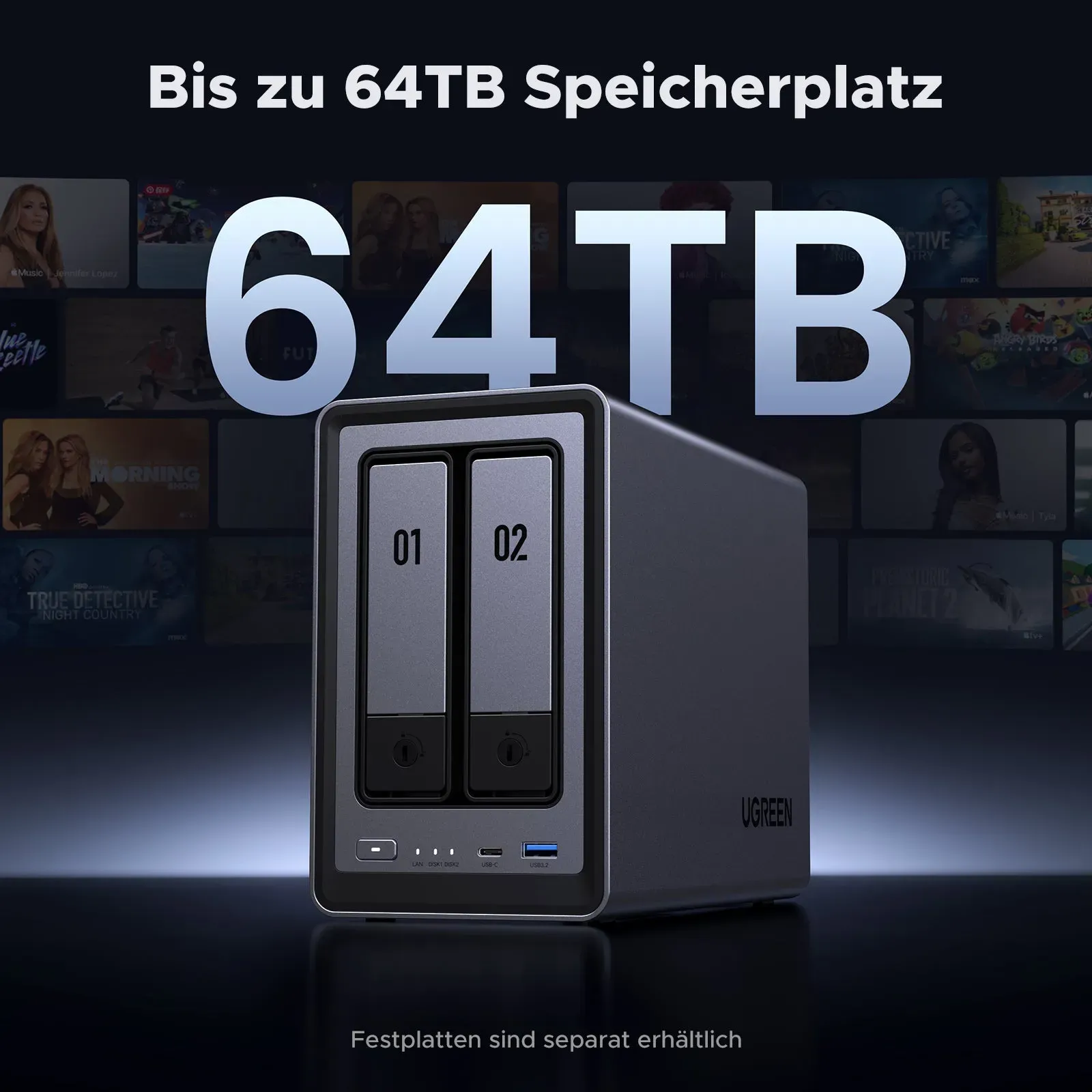 Ugreen NASync DXP2800 NAS System 2-Bay Kompakt Intel® N N100 8 GB DDR5 0 TB UGOS Pro Schwarz – Bild 2