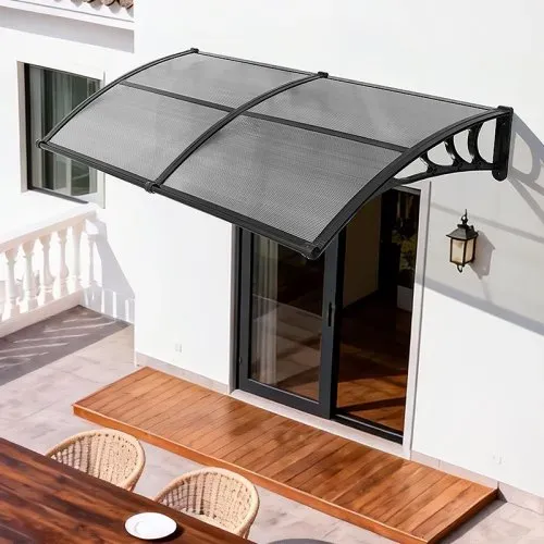VEVOR Vordach für Haustür, 965x1987 mm, Pultbogenvordach, Überdachung mit Entwässerung & ABS-Halterung, Regen-, Schnee- & Sonnenschutz, Polycarbonat-Türdach für Veranda & Terrasse, Rauchgrau – Bild 7