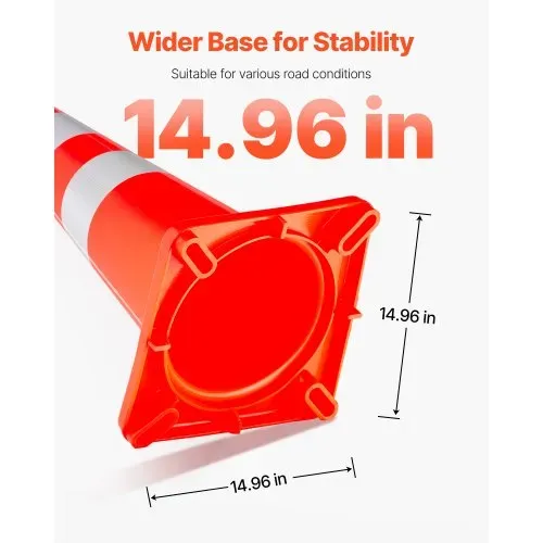 VEVOR 6 Stk. Sicherheitskegel, 37 x 90 cm Verkehrskegel, PVC-Baukegel, Reflektierende Kragen, Verkehrskegel mit Beschwerter Basis, Verkehrskontrolle, Parken auf Einfahrten und Schulverbesserungen – Bild 4