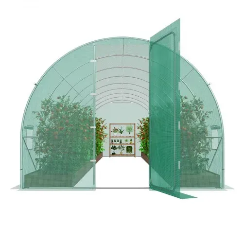 VEVOR begehbares Tunnel-Gewächshaus, 27,4 x 9,5 x 7,4 Fuß Foliengewächshaus-Tunnel, Pflanzen-Gewächshaus mit verzinktem Stahlrahmen, grüner PE-Abdeckung, Schwingtür und 16 Rollfenstern für den Außenbereich – Bild 10