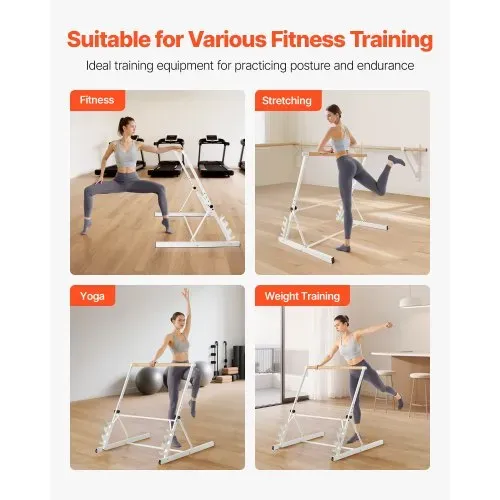 VEVOR Ballettstange Tanzstange, höhenverstellbare (4-stufig / 812,8-965,2 mm) Stretchstange aus Holz für Ballettübung, Gleichgewichtstraining, Entspannungsübungen, Yogaübung – Bild 4