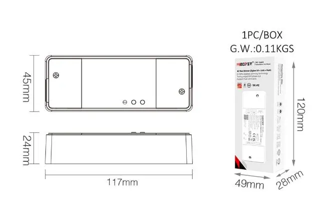 MiBoxer TRI-PZ LED Dimmer Controller AC TRIAC 500W Zigbee 3.0+2,4G+Push – Bild 4