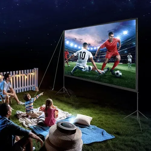 VEVOR Projektion Beamer Leinwand mit Ständer 381 cm HD 4K Outdoor Indoor Projektor Screen Schnelles Klappbare Tragbare Filmleinwand 16: 9 für Heimkino, Camping und Freizeitveranstaltungen Schwarz – Bild 7