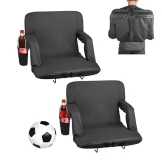VEVOR 2 x Stadionsitz Sitzkissen mit 6 einstellbaren Winkeln, gepolsterter Stadionstuhl mit Armlehne & Rückenlehne & Getränkehalter, Tribünensitz für Picknicks Strandsport Gaming klappbar Schwarz VEVOR 2 x Stadionsitz Sitzkissen mit 6 einstellbaren Winkeln, gepolsterter Stadionstuhl mit Armlehne & Rückenlehne & Getränkehalter, Tribünensitz für Picknicks Strandsport Gaming klappbar Schwarz