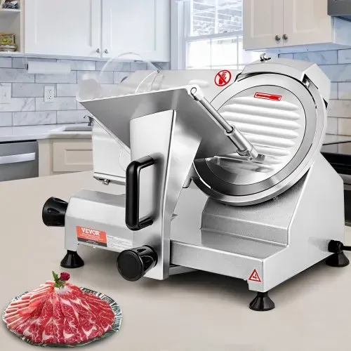 VEVOR Kommerzieller Fleisch Allesschneider 200 W, Elektrische Aufschnittmaschine Lebensmittelschneider mit 20,32 cm-Kohlenstoffstahlklinge, 0–12 mm Einstellbare Dicke für Fleisch, Käse usw. – Bild 7