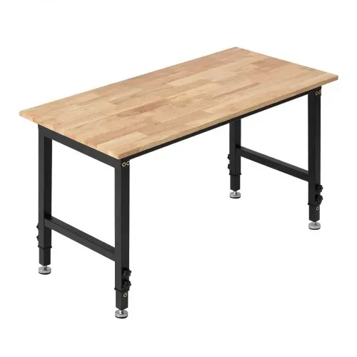 VEVOR Werkbank, 680 kg, Werkstatttisch 122x60 cm große Arbeitsplatte aus Eichenholz, Arbeitstisch mit 67–102 cm Höhenverstellung, Werktisch für Garage, Werkstatt, Zuhause, Büro & Gewerbe – Bild 9