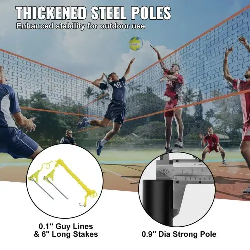 VEVOR Volleyballnetz Höhenverstellbares Volleyballnetz Set, 4,3 x 2,2 m Tragbarer Beachvolleyball-Netz, Orange Volleyballnetz Faltbare Volleyballnetz mit Volleyball & Tragetasche, für Garten, Strand – Bild 4