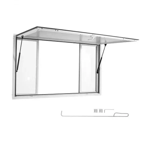 VEVOR Verkaufsfenster für Foodtrucks 1524 x 915 mm aus Aluminiumlegierung, Konzessionsfenster für Imbisswagen, bis zu 85° Aufklappbar, 4 Acryl-Schiebefenster, Verkaufsklappe, Schlepphaken, Regenschutz – Bild 8