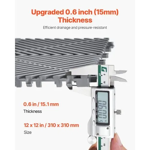 VEVOR 24 x Drainagematte Garage Bodenfliesen Ineinandergreifend 31x31cm Grau – Bild 2