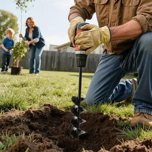 VEVOR Erdbohrer für Bohrmaschine, Ø 8x41 cm Gartenbohrer, für 3/8-Zoll-Sechskant-Bohrer, Pfahlbohrer, Erdlochbohrer, Lochbohraufsätze zum Graben von Gartenpfostenlöchern und Zäunen – Bild 7