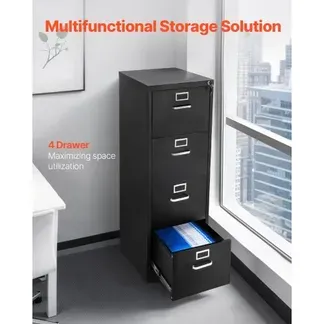 VEVOR Aktenschrank mit 4 Schubladen und Schloss, vertikale Büroschränke aus Metall für Homeoffice, Lagerschrank Materialschrank mit abnehmbarer Hängestange, für Akten im A4 (schwarz) VEVOR Aktenschrank mit 4 Schubladen und Schloss, vertikale Büroschränke aus Metall für Homeoffice, Lagerschrank Materialschrank mit abnehmbarer Hängestange, für Akten im A4 (schwarz)