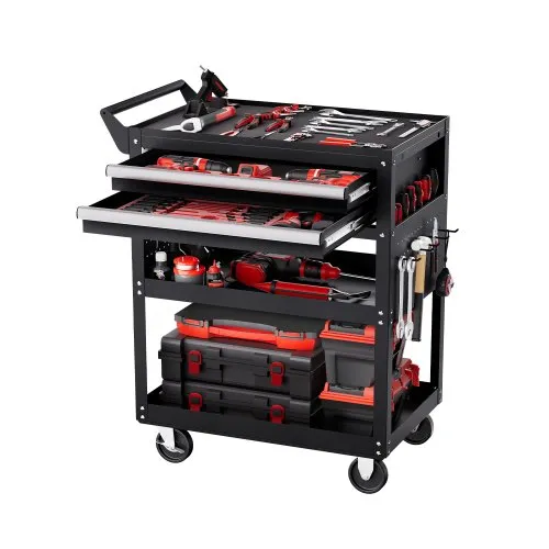 VEVOR Werkzeugwagen 785x450x945 mm, 181 kg Tragkraft, Werkstattwagen mit 2 Schubladen, Aufbewahrungs-Organizer für Mechanikerwerkzeuge, für Garage, Lager & Reparaturwerkstatt, Schwarz VEVOR Werkzeugwagen 785x450x945 mm, 181 kg Tragkraft, Werkstattwagen mit 2 Schubladen, Aufbewahrungs-Organizer für Mechanikerwerkzeuge, für Garage, Lager & Reparaturwerkstatt, Schwarz