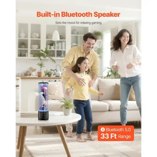VEVOR Lavalampe 382 mm schwimmende Quallen-Blasenlichtlampe, 16 Farbwechsel-Lichteffekte, Bluetooth-Lautsprecher, Stimmungslampe, Aquarium Nachtlicht für Schlafzimmer, Wohnzimmer, Heimdekoration – Bild 3
