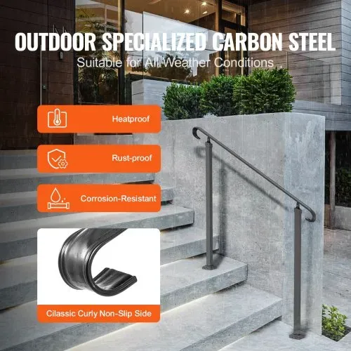 VEVOR Treppengeländer 120x13,5x97 cm Handlauf Geländer für 2 oder 3 Stufige Treppen Eingangsgeländer formschön Höhe(bis zu 45 cm) & Winkel(0-52,8°) einstellbar Ideal für Veranden Eingänge Gärten – Bild 2