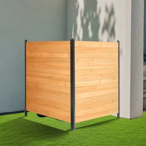 VEVOR Sichtschutzzaun Holz, 1100x982 mm, 2 Paneele, Lamellenzaun für Klimaanlagen, Umzäunung für Poolausrüstung mit Metallpfählen, Gartenzaun, Mülltonnenversteck für Außenbereich als Gartendekoration – Bild 7