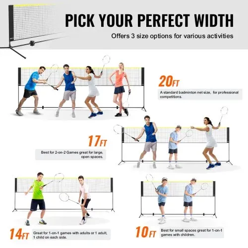 VEVOR 606cm Badminton Netz Set Outdoor Volleyball Pickleball Tennis Netz Tragbar – Bild 2
