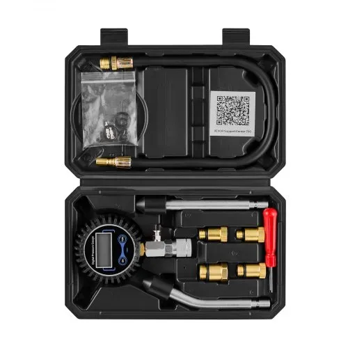 VEVOR Druckverlustprüfer für Motorenzylinder 10-200 psi Manometerbereich, Zylinderdrucktester mit 4 Adaptern Abgewinkelten Verlängerten Metallrohren & Tragekoffer, Kraftfahrzeug Kompressionsprüfset – Bild 9