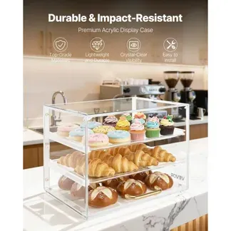 VEVOR Gebäckvitrine 3-stöckig, Gewerbliche Bäckereivitrine aus Transparentem Acryl, Thekenvitrine mit Klapptür & Abnehmbarer Trennwand für Kekse, Desserts und Donuts, 33 x 26 x 26 cm VEVOR Gebäckvitrine 3-stöckig, Gewerbliche Bäckereivitrine aus Transparentem Acryl, Thekenvitrine mit Klapptür & Abnehmbarer Trennwand für Kekse, Desserts und Donuts, 33 x 26 x 26 cm