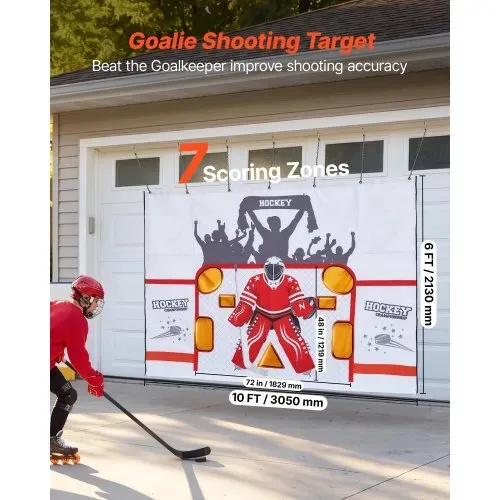 VEVOR Street Hockey Torwart-Zielplane für Eishockeytor mit 7 Öffnungen, Reißfestes Netz für Schusstraining, Trainingsgerät für Schussgenauigkeit, Hockeytor-Zielplane für Street-Hockey und Eishockey VEVOR Street Hockey Torwart-Zielplane für Eishockeytor mit 7 Öffnungen, Reißfestes Netz für Schusstraining, Trainingsgerät für Schussgenauigkeit, Hockeytor-Zielplane für Street-Hockey und Eishockey