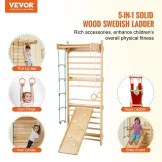 VEVOR Schwedische Leiterwand 15-stufiges Kletterspielzeug aus Holz für Indoor-Spielplätze, 100 kg Tragkraft, Schwedische Wandleiter für Kinder & Erwachsene, Sprossenwand Turnwand aus Kiefernholz VEVOR Schwedische Leiterwand 15-stufiges Kletterspielzeug aus Holz für Indoor-Spielplätze, 100 kg Tragkraft, Schwedische Wandleiter für Kinder & Erwachsene, Sprossenwand Turnwand aus Kiefernholz