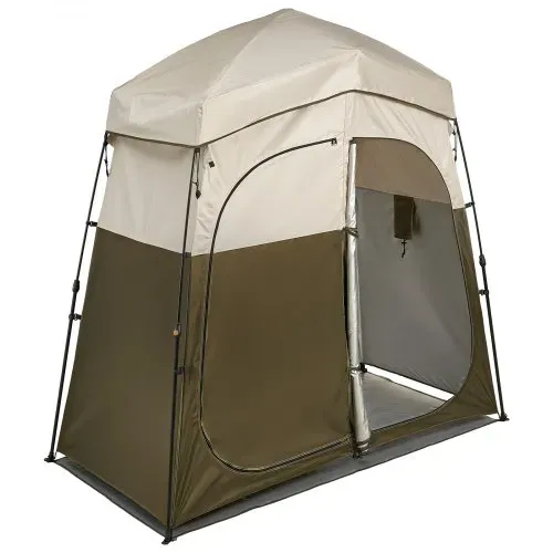 VEVOR Duschzelt Toilettenzelt (2140x1120x213 cm) mit Sichtschutz & 2 Räumen, Umkleidezelt inkl. Heringen & Seilen & Tragetasche, Sichtschutzzelt aus 150D Oxford-Gewebe für Camping Strand Angeln – Bild 9