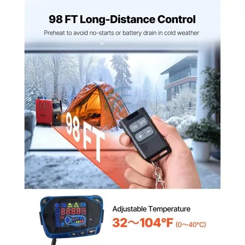 VEVOR Dieselheizung 5-8KW 12/24V 5-8KW mit LCD & Fernbedienung, Diesel Luftheizung Standheizung für Wohnmobil Camping LKW Boot – leiser Betrieb – Bild 3
