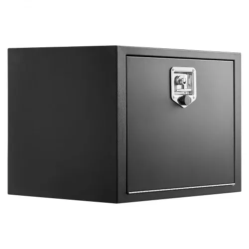 VEVOR Lkw Unterbaubox 609 x 457 x 457 mm Unterflur Staukasten Kaltgewalzter Stahl Wasserdichter Werkzeugkasten mit T-Griff Schloss für Lkw Anhänger Transporter Werkzeugkiste Unterflurkasten Schwarz – Bild 9