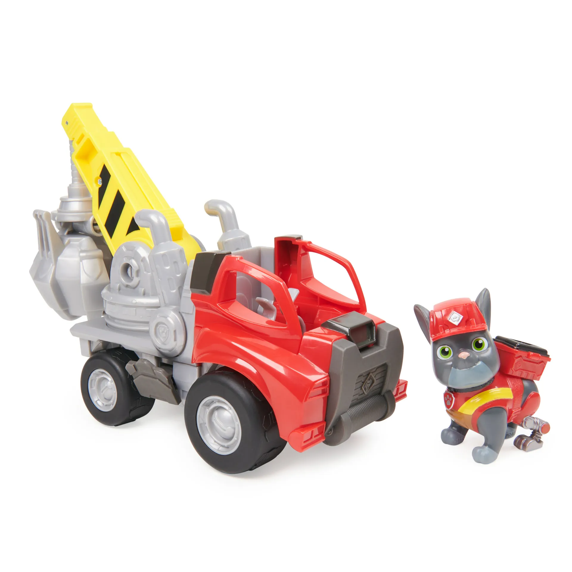 Rubble & Crew Rubble und Crew - Kran-Baufahrzeug (Basis Fahrzeug) mit Charger-Figur, dreh- und ausfahrbarer Ausleger, authentisches Spielzeug aus TV-Serie, für Kinder ab 3 Jahren – Bild 2