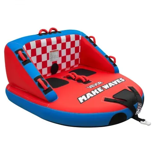 VEVOR Towable Tube für Boote, Wassersport-Schleppreifen für 2 Personen, bis 154 kg Tragfähigkeit, mit 2 Zugpunkten, Nylonhülle, Gepolsterten Griffen und Sicherheitsventil, für Seen, Flüsse, Rot – Bild 8