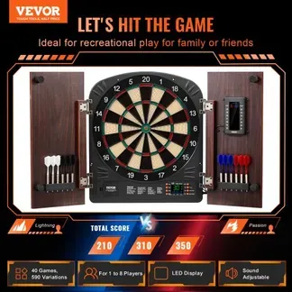 VEVOR Dartboard- und Schrankset Home Dart Board Center Dartscheibe 34,3 cm, verstaubarer Dartschrank mit elektronischer Punktezählung & einfacher Montage, komplett mit sämtlichem Zubehör Party VEVOR Dartboard- und Schrankset Home Dart Board Center Dartscheibe 34,3 cm, verstaubarer Dartschrank mit elektronischer Punktezählung & einfacher Montage, komplett mit sämtlichem Zubehör Party